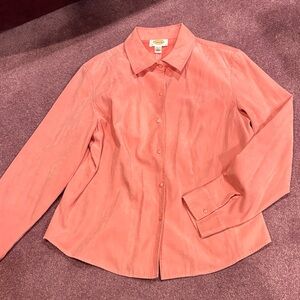 Talbots Coral Suede Button-Up Shirt